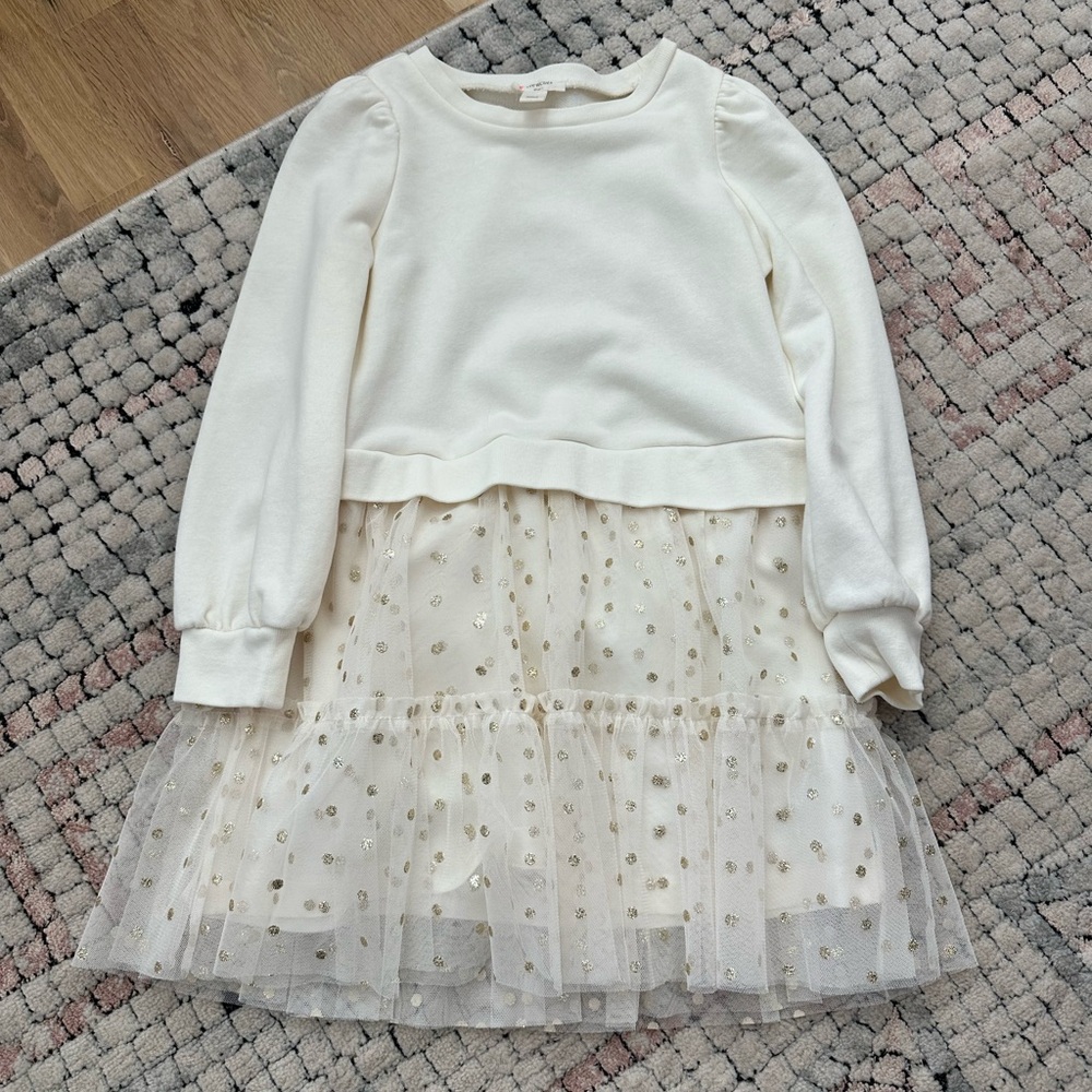 Crewcuts White and Gold Casual Kids Dress